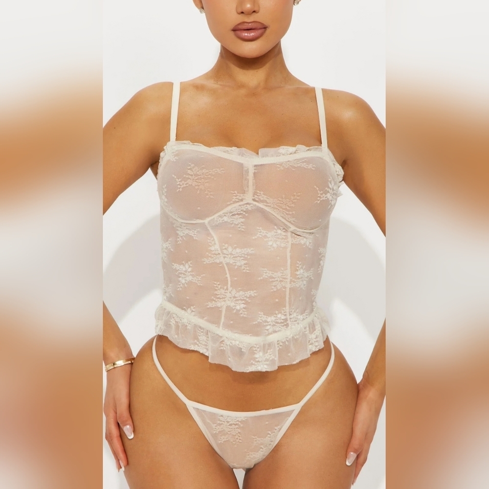 See You Tonight Lace Corset And G String 2 Pcs Size XL NWT!